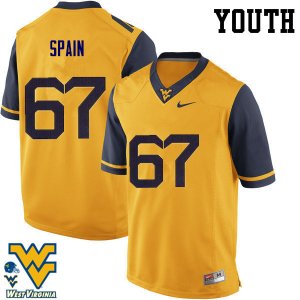 Youth West Virginia Mountaineers NCAA #67 Quinton Spain Gold Authentic Nike Stitched College Football Jersey FG15G17BQ